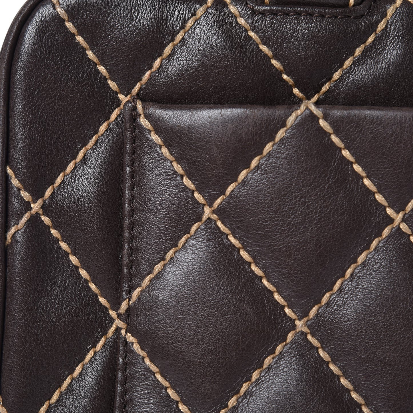 Calfskin Wild Stitch Top Handle Bag Brown