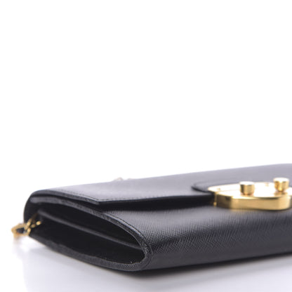 Prada Saffiano Lux Sound Wallet On Chain Black 5 of 7