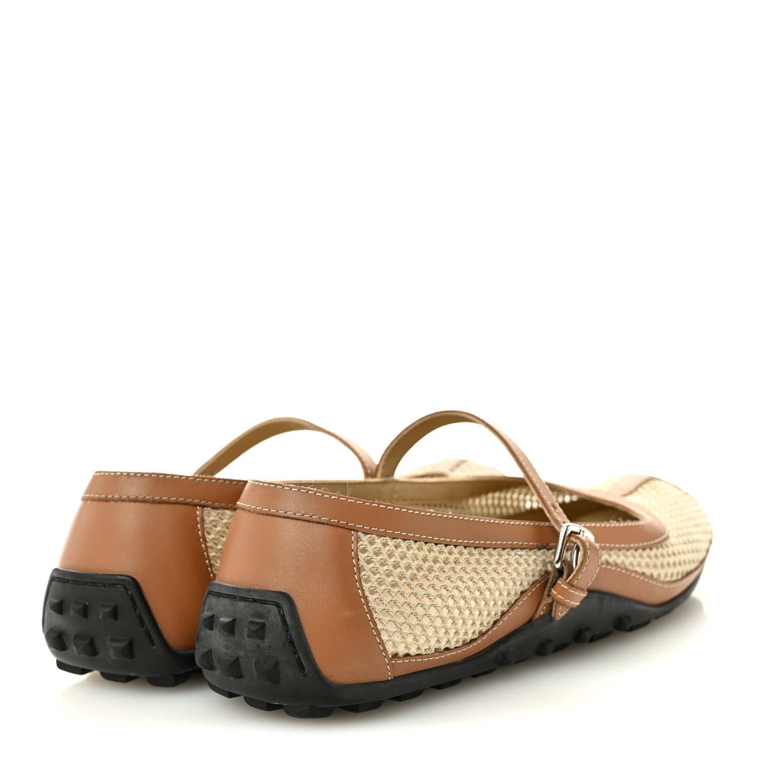 Hermes Crochet Knit Calfskin Kichu Ballet Flats 37.5 Beige Lin Naturel 4 of 9