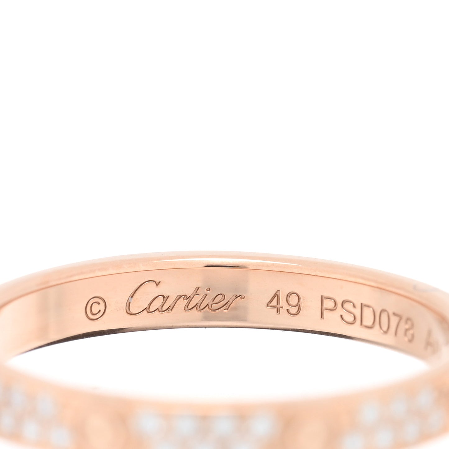 18K Pink Gold Diamond 2.6mm LOVE Paved Band Ring 49 5