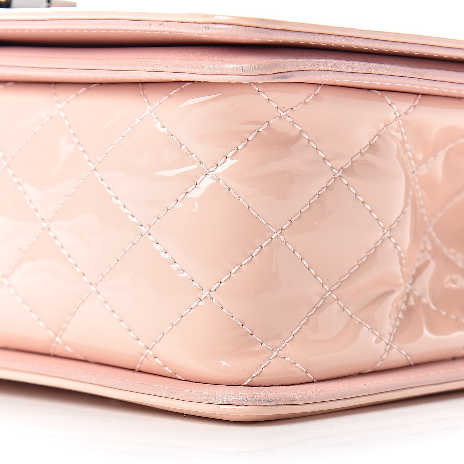 Chanel Patent Chevron Quilted Medium Boy Flap Light Pink 14 of 24