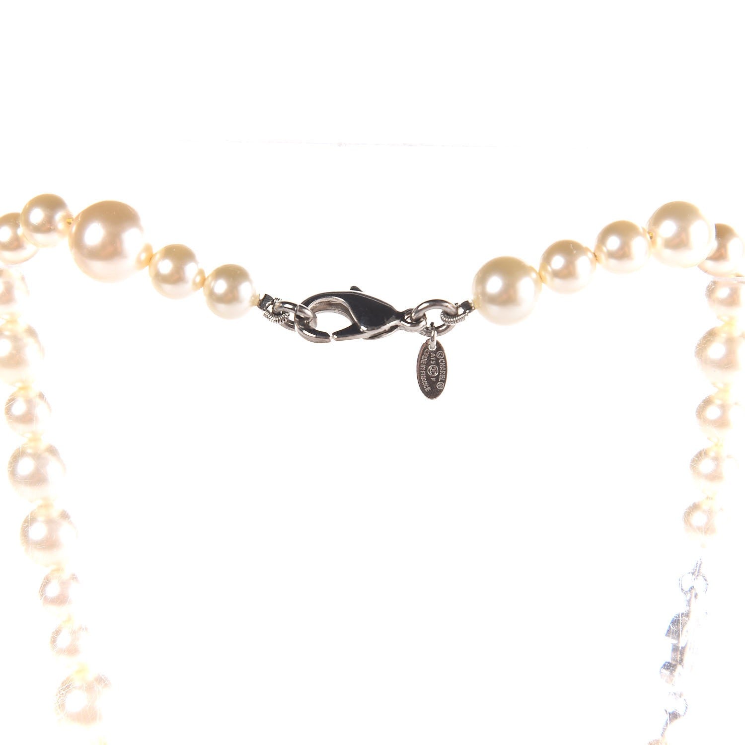Chanel Crystal Pearl CC Short Necklace Silver 4 of 4