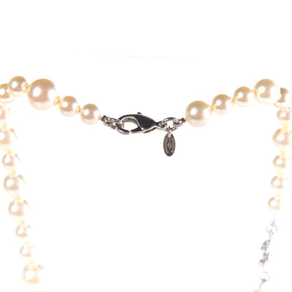 Chanel Crystal Pearl CC Short Necklace Silver 4 of 4
