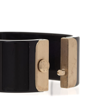 Chanel Resin Baguette Crystal CC Cuff Black 5 of 9
