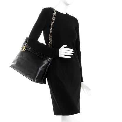 Chanel Calfskin Quilted Large Shoulder Bag Black 2 of 12