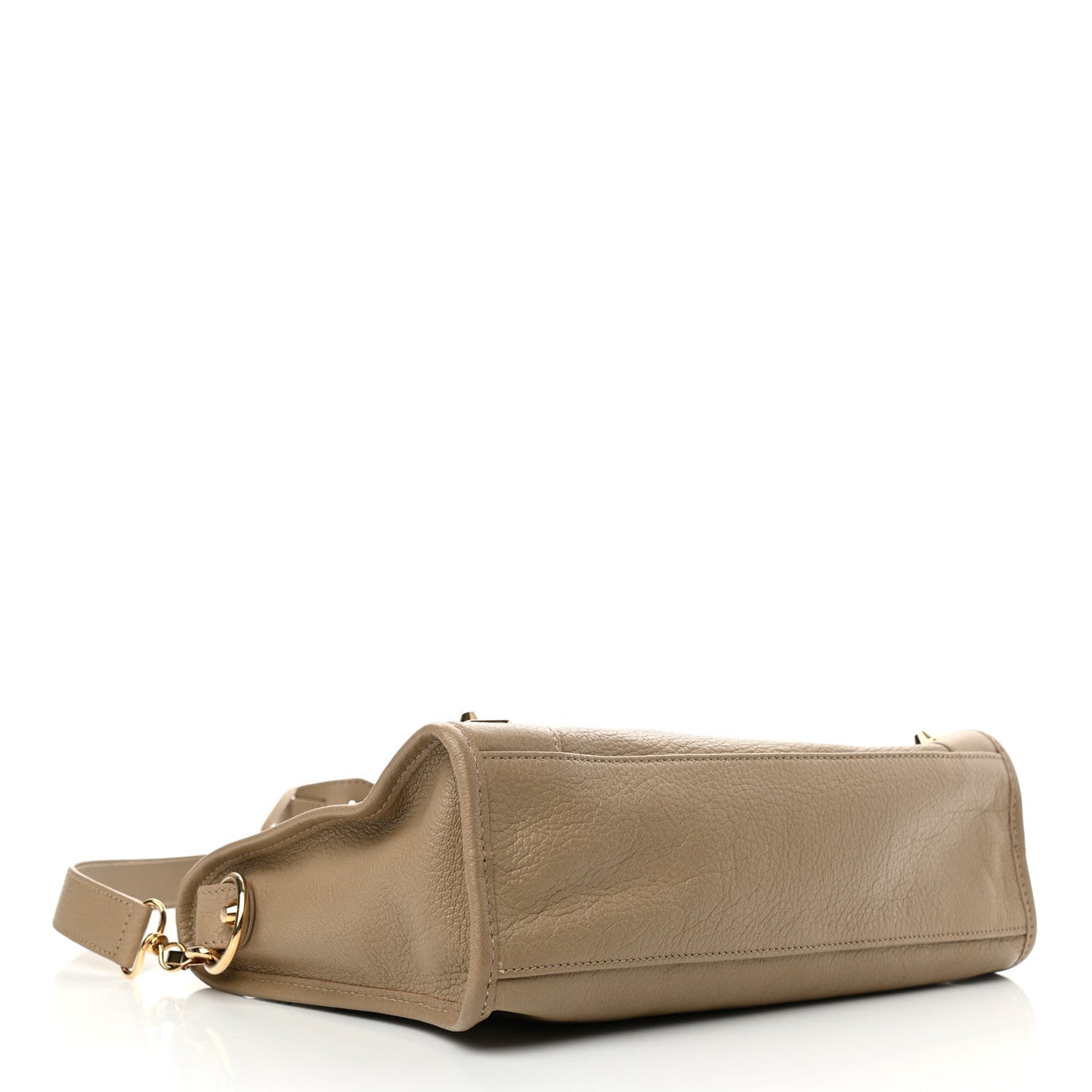 Chevre Gold Metallic Edge Hardware S City Beige Latte