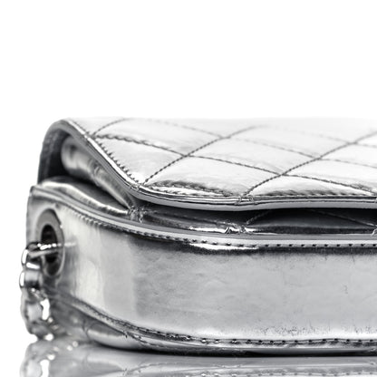 Chanel Hammered Metallic Calfskin Quilted Flap Silver 5 of 9
