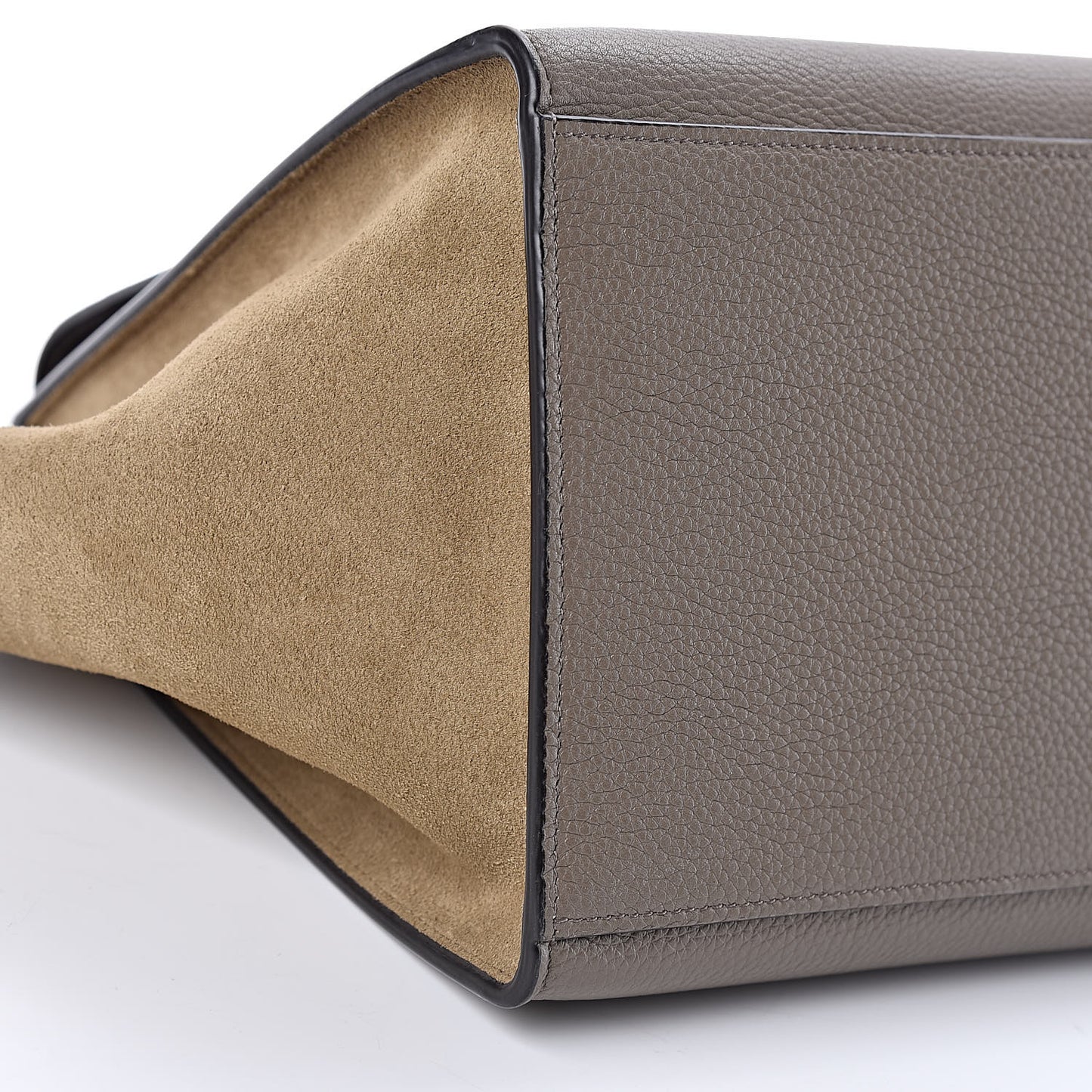 Drummed Calfskin Suede Small Trapeze Souris