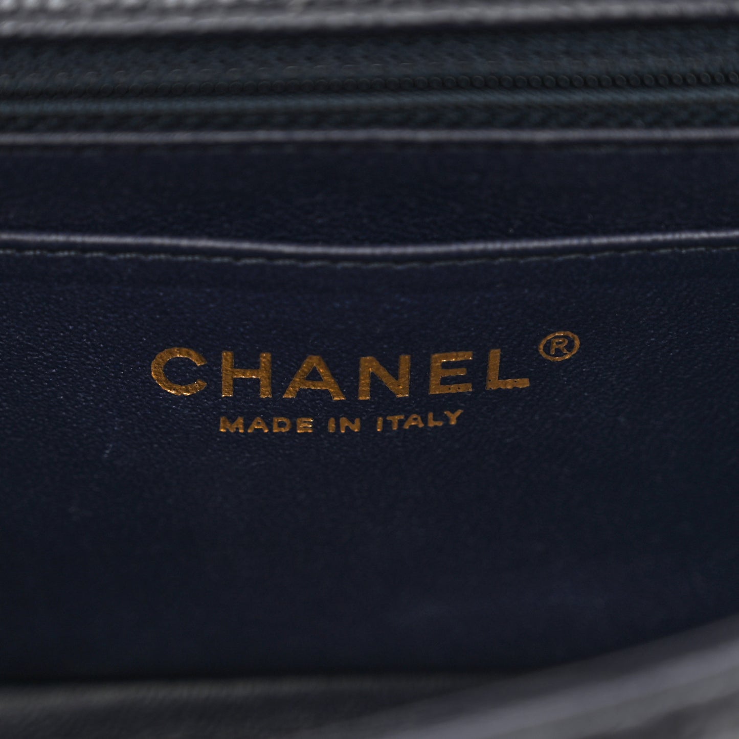Caviar Quilted Mini Rectangular Flap Navy