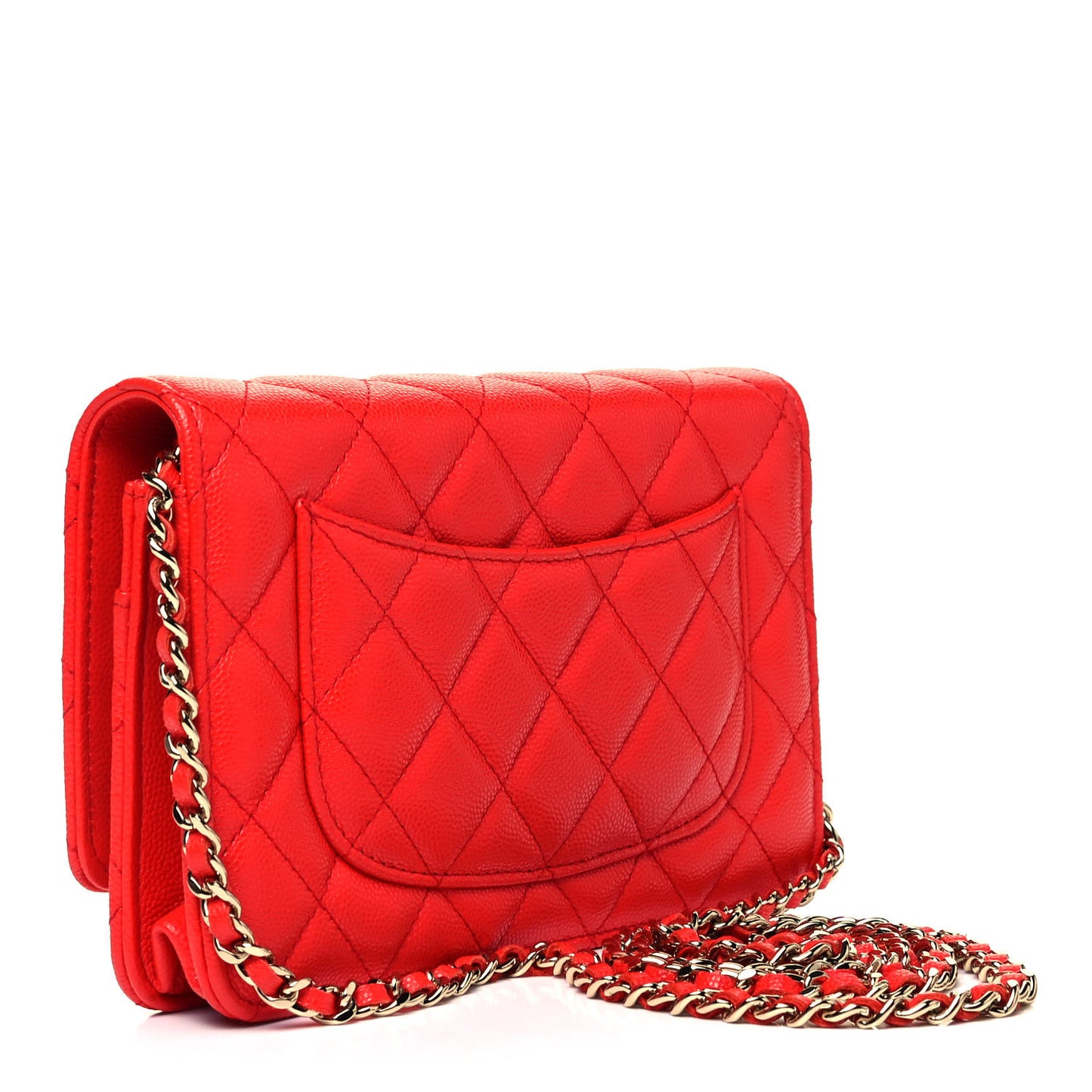 Caviar Quilted Wallet On Chain WOC Red