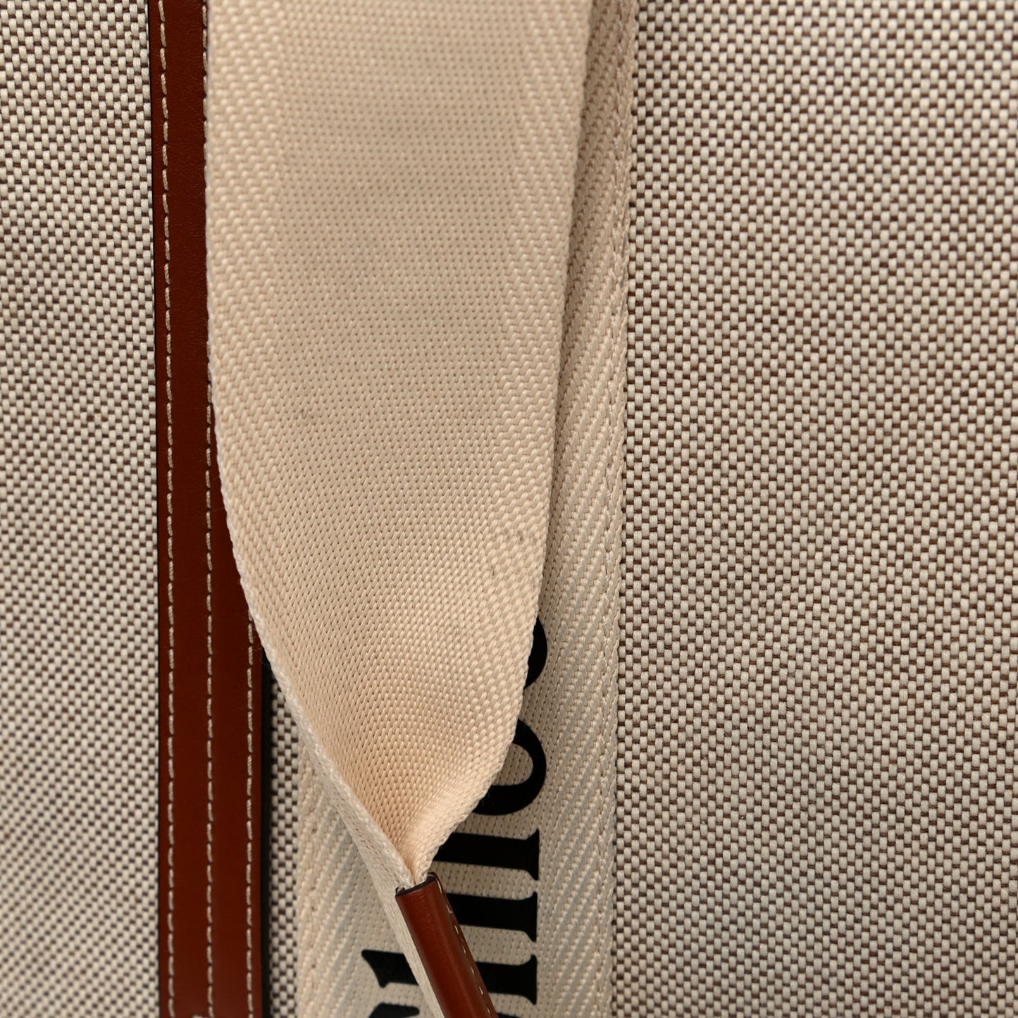 Cotton Calfskin Medium Woody Ribbon Tote White Brown