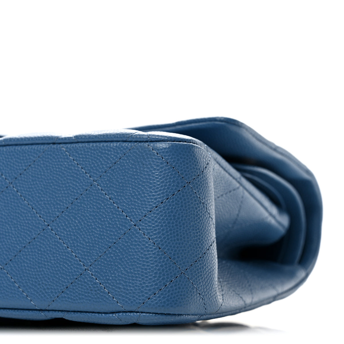 Caviar Quilted Medium Double Flap Blue