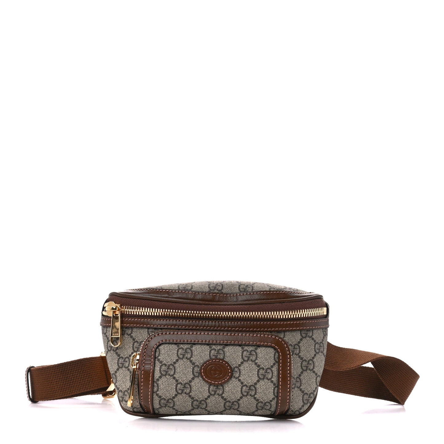 GG Supreme Monogram Textured Calfskin Retro Interlocking G Belt Bag Beige Ebony Brown Sugar