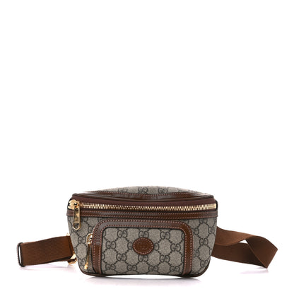 Gucci GG Supreme Monogram Textured Calfskin Retro Interlocking G Belt Bag Beige Ebony Brown Sugar 1 of 12
