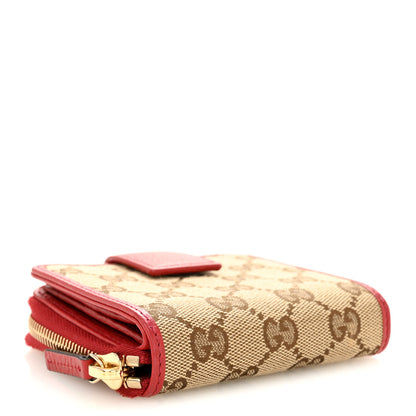 Gucci Monogram Dollar Calfskin Zip Around French Flap Wallet Beige Ebony Rosso 4 of 9