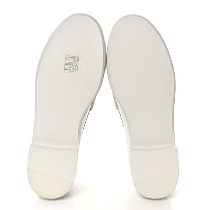 Chanel Lambskin Quilted CC Turnlock Loafers 37 White 5 of 9