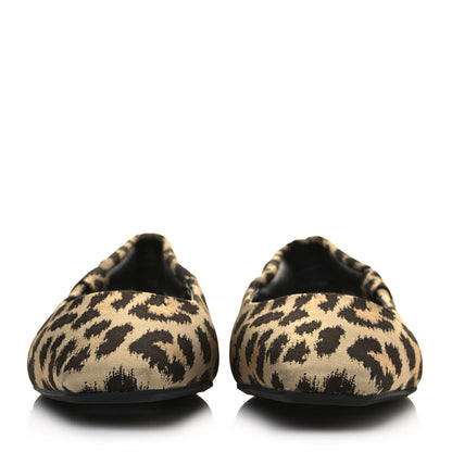 Christian Dior Nylon Leopard Print Mizza Slingback Flat 37 Beige Multicolor 2 of 9