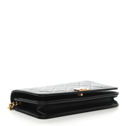 Chanel Caviar Quilted Boy Wallet On Chain WOC Black 4 of 11