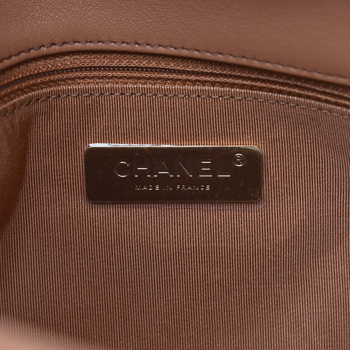Lambskin Quilted Large Chanel 19 Flap Brown