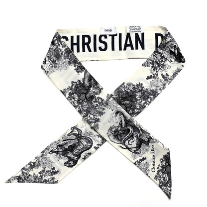 Christian Dior Silk Toile De Jouy Mitzah Scarf Navy Blue 1 of 4