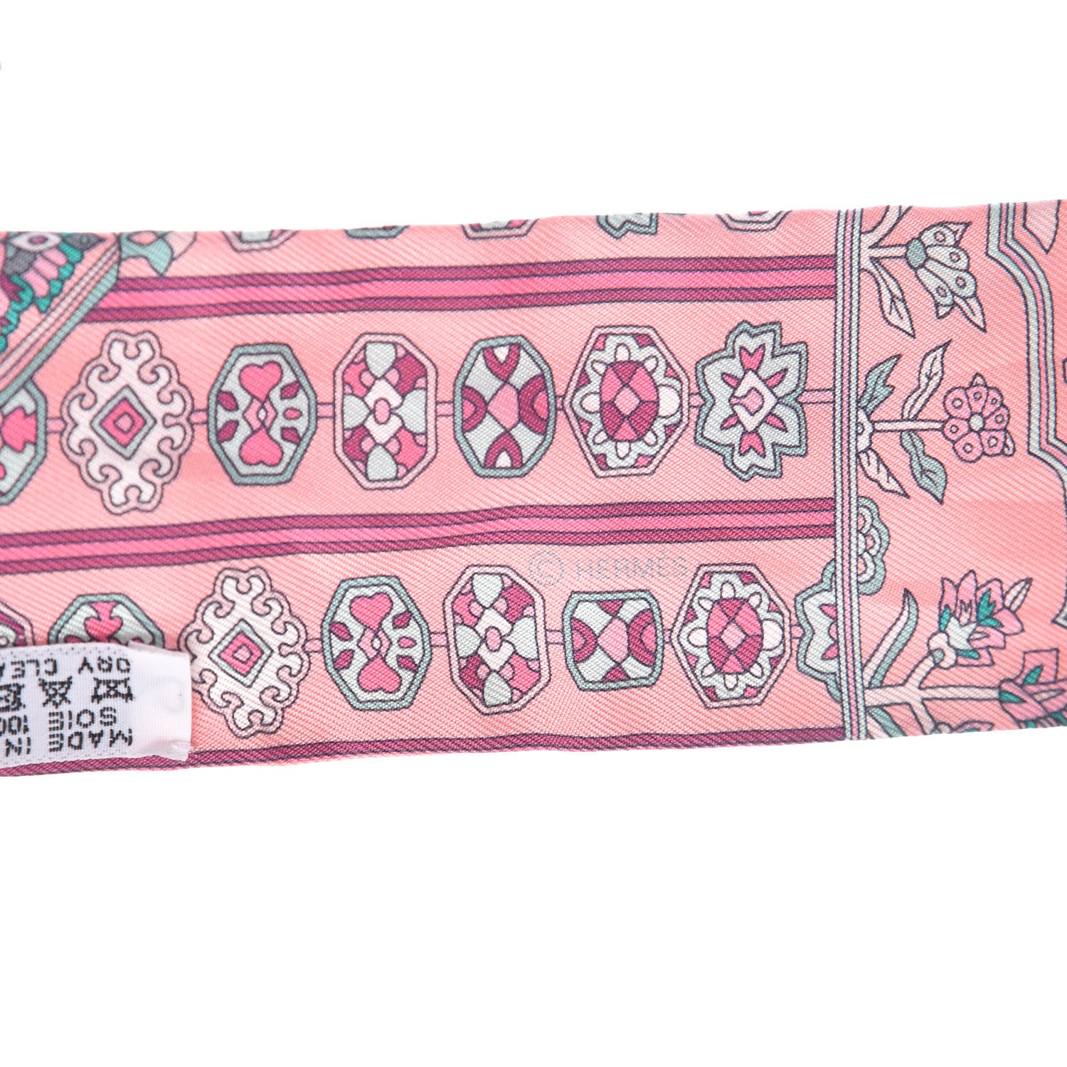 Hermes Silk Tapis Persans Twilly Rose Vert De Eau Creme 4 of 5
