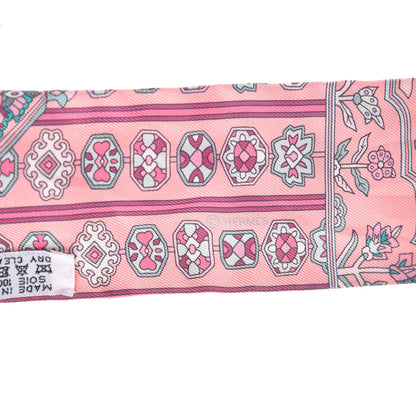 Hermes Silk Tapis Persans Twilly Rose Vert De Eau Creme 4 of 5