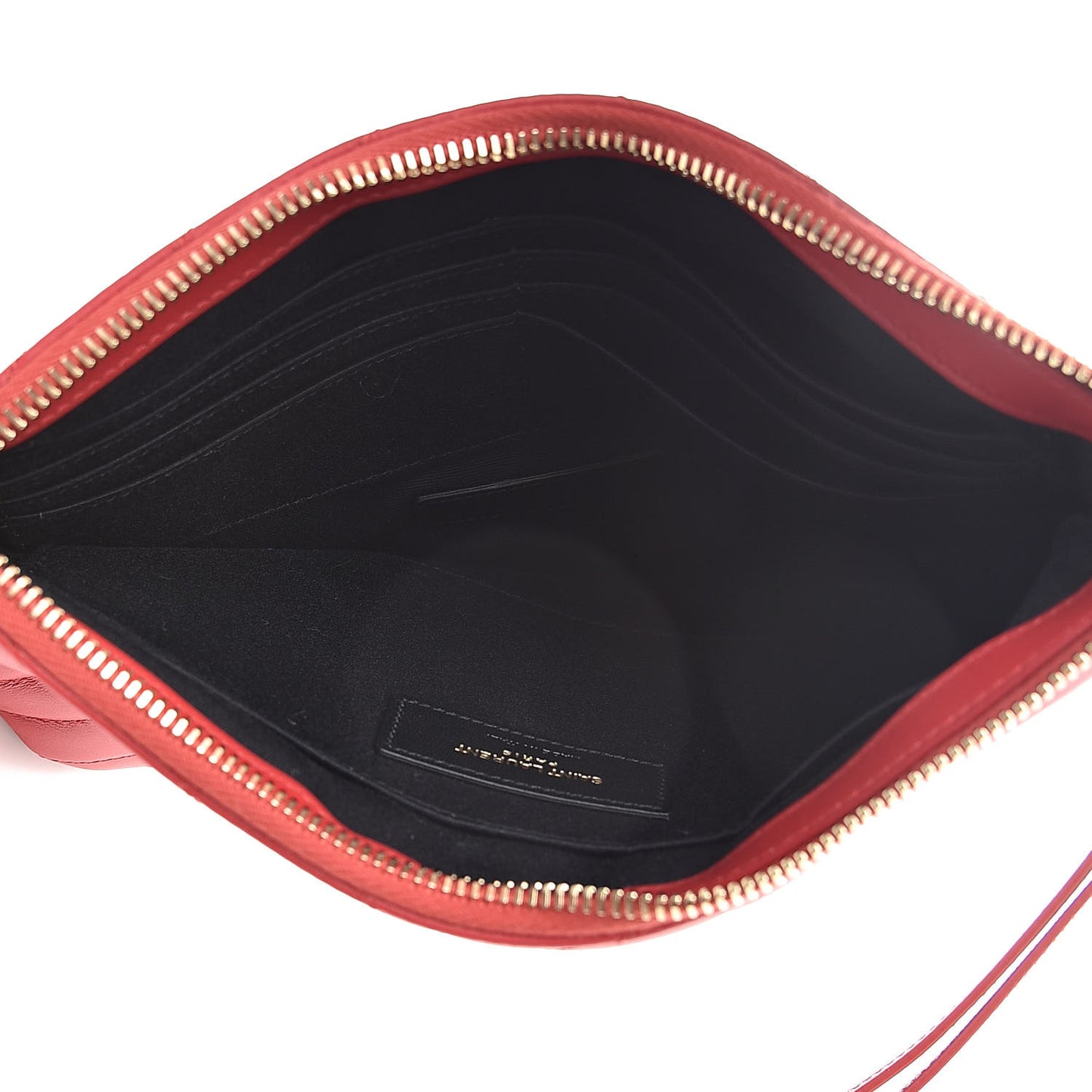 Calfskin Matelasse Chevron Monogram A5 Wristlet Red