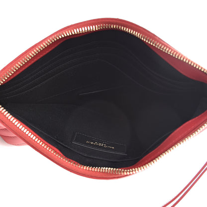 Saint Laurent Calfskin Matelasse Chevron Monogram A5 Wristlet Red 5 of 8