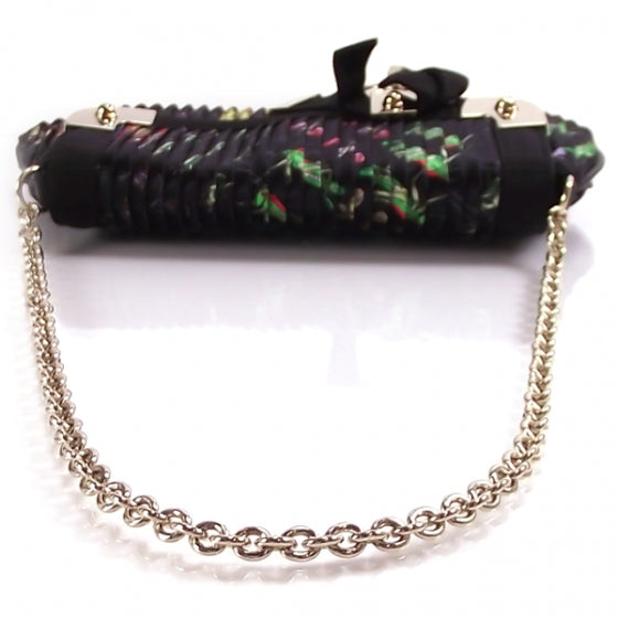 Silk Flower Garden Bumble Bee Charm Pochette Black