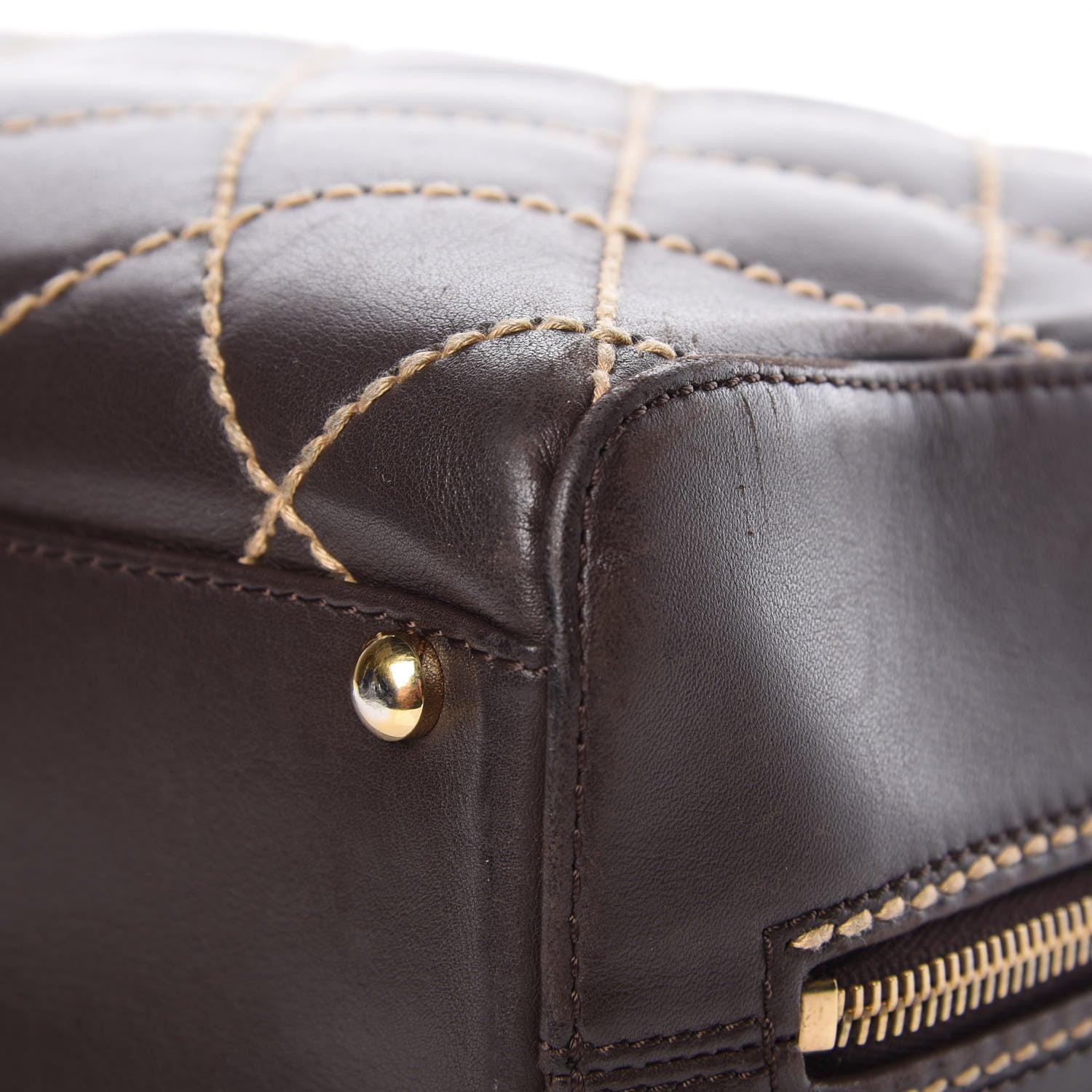 Chanel Calfskin Wild Stitch Top Handle Bag Brown 16 of 19