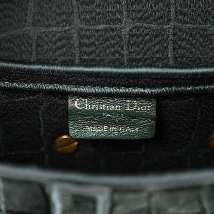 Christian Dior Velvet Crocodile Effect Saddle Bag Green 6 of 10