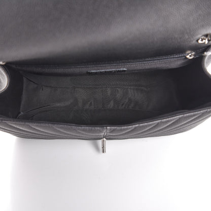 Chanel Caviar Chevron Quilted Large Puffy CC Flap Black 5 of 7
