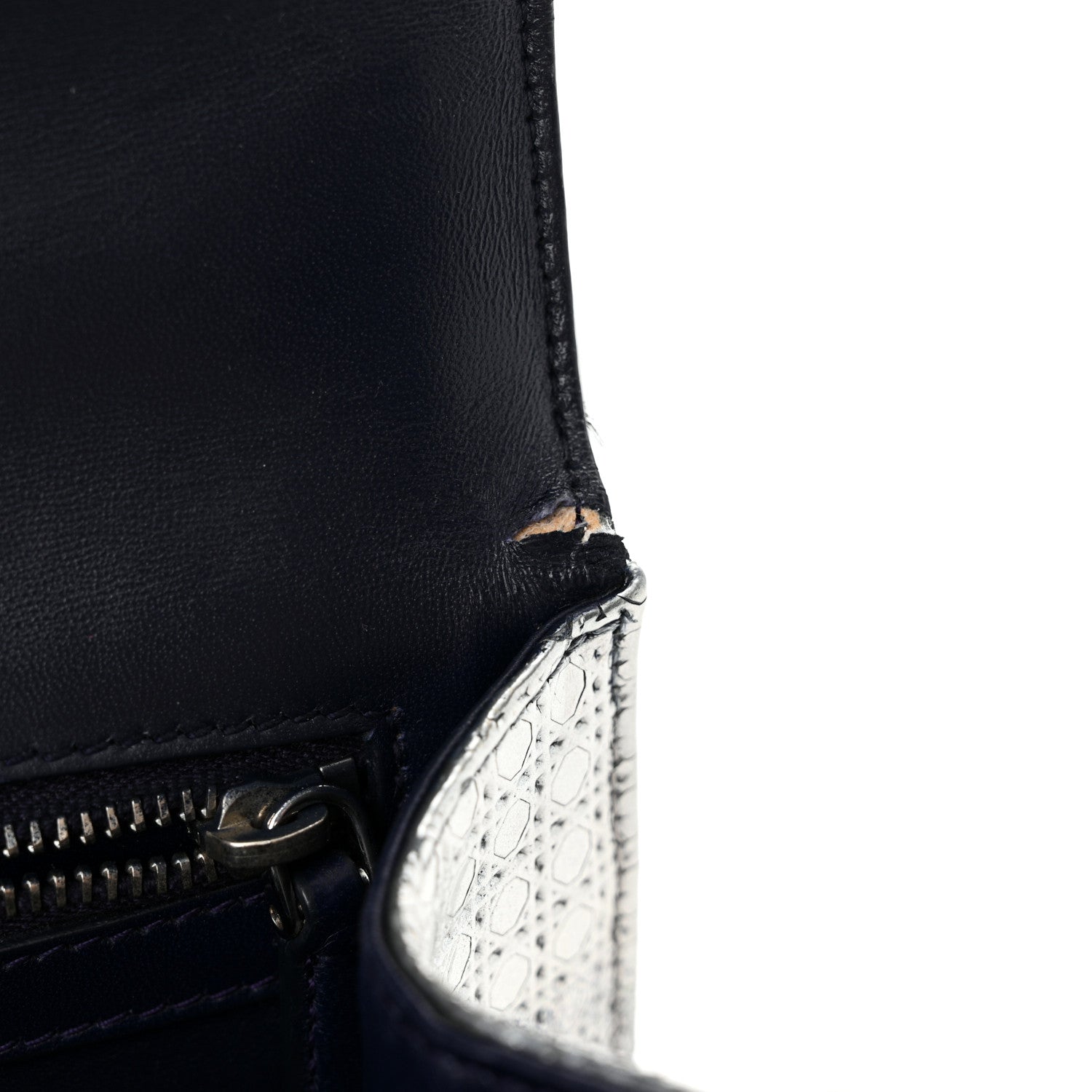 Christian Dior Metallic Patent Micro-Cannage Gradient Small Diorama Flap Bag Silver Blue 12 of 12