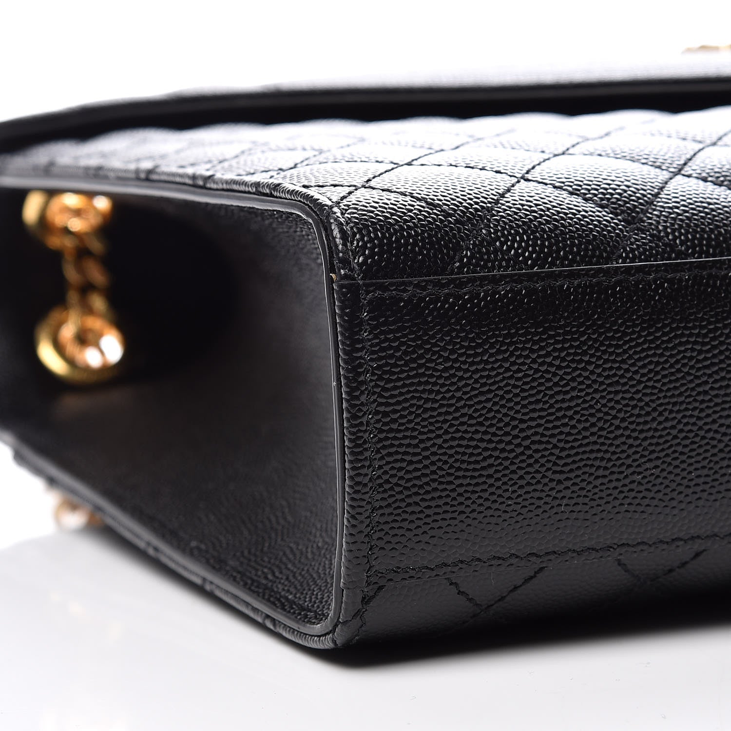 Saint Laurent Grain De Poudre Textured Mixed Matelasse Large Triquilt Monogram Satchel Black 5 of 10