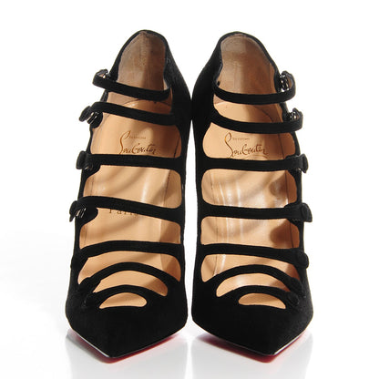 Christian Louboutin Suede Viennana 120 Strappy Booties 39.5 Black 2 of 6