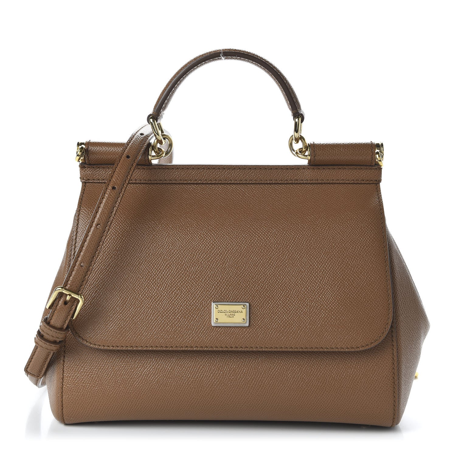 Dolce & Gabbana Dauphine Calfskin Medium Miss Sicily Satchel Caramello 1 of 9