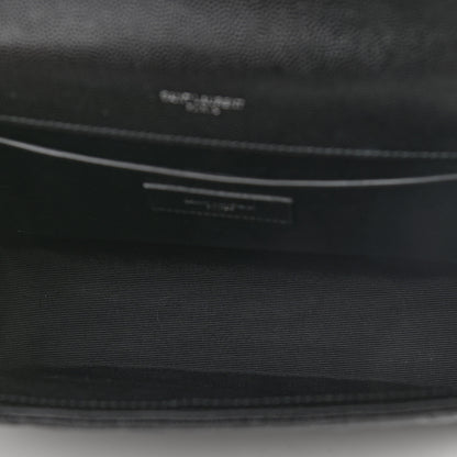 Saint Laurent Grain De Poudre Textured Mixed Matelasse Triquilt Medium Monogram Satchel Black 5 of 10