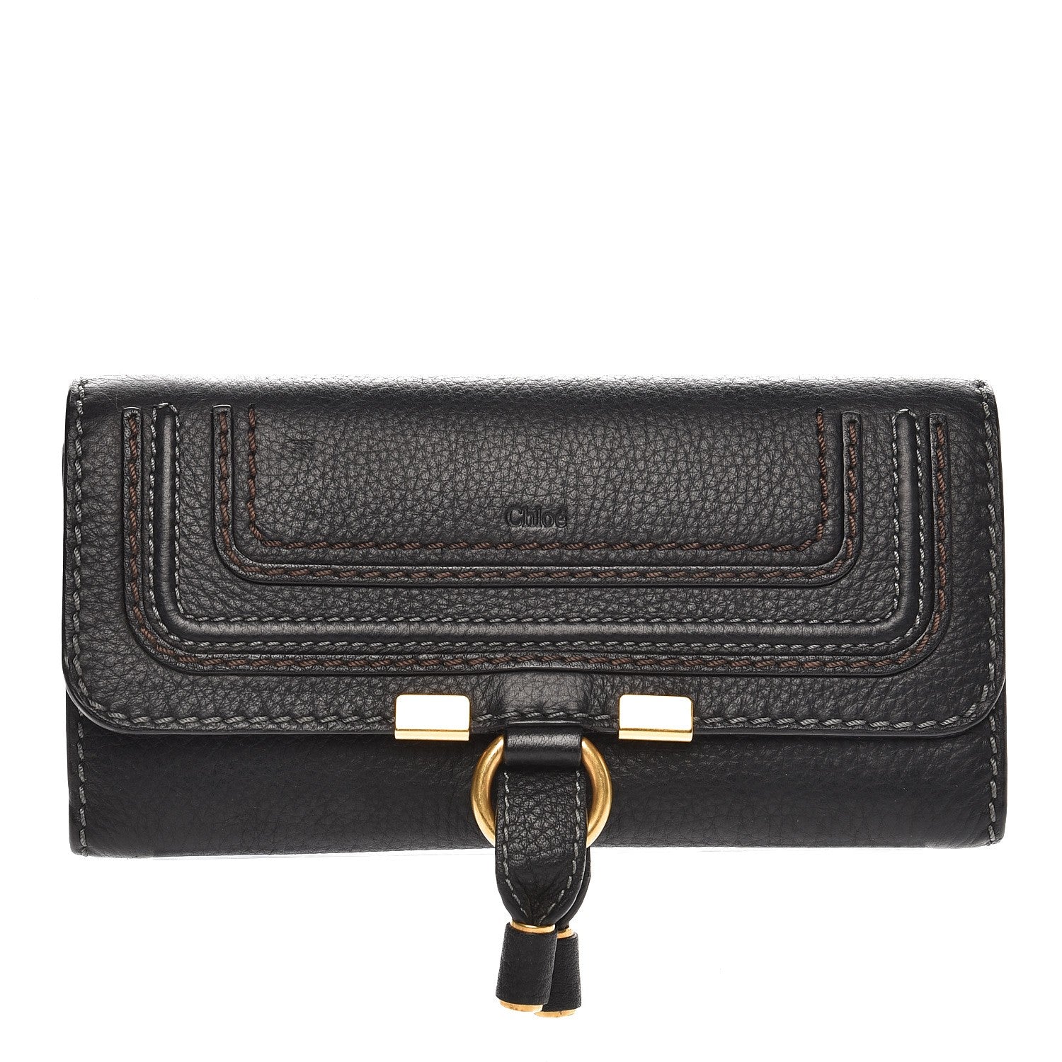 Chloe Calfskin Marcie Continental Flap Wallet Black 1 of 8