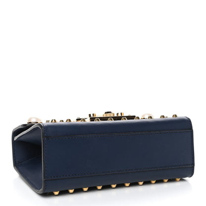 Gucci Calfskin Studded Small Padlock Shoulder Bag Blue Agata 3 of 4