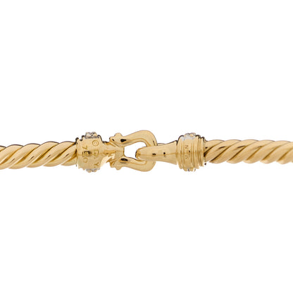 David Yurman 18K Yellow Gold Diamond 2.6mm Cable Collectibles Buckle Bracelet 3 of 3