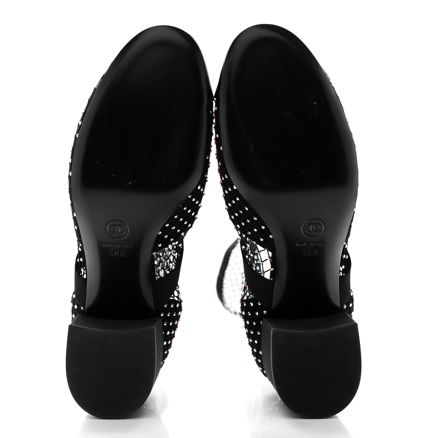 Chanel Resille Strass Kid Suede Patent Mary Jane Short Boots 40.5 Black 5 of 11