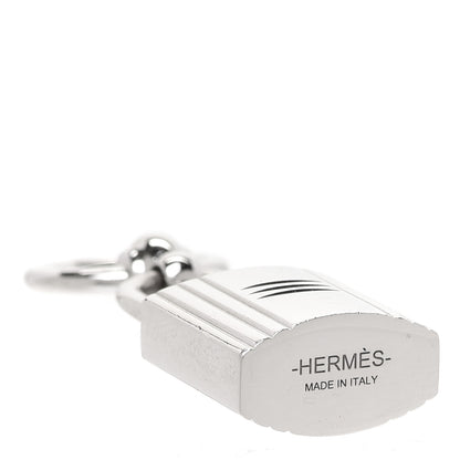 Hermes Permabrass Mini Loop Charms Cadenas Scarf Ring Silver 3 of 4
