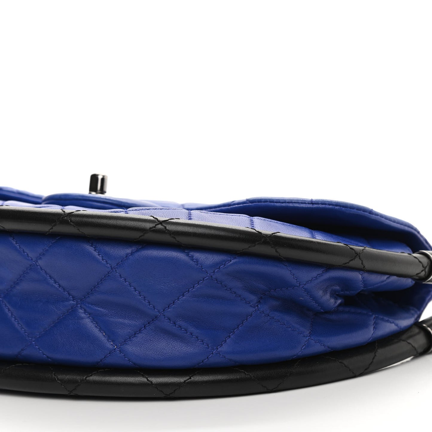 Quilted Lambskin Small Hula Hoop Flap Dark Blue