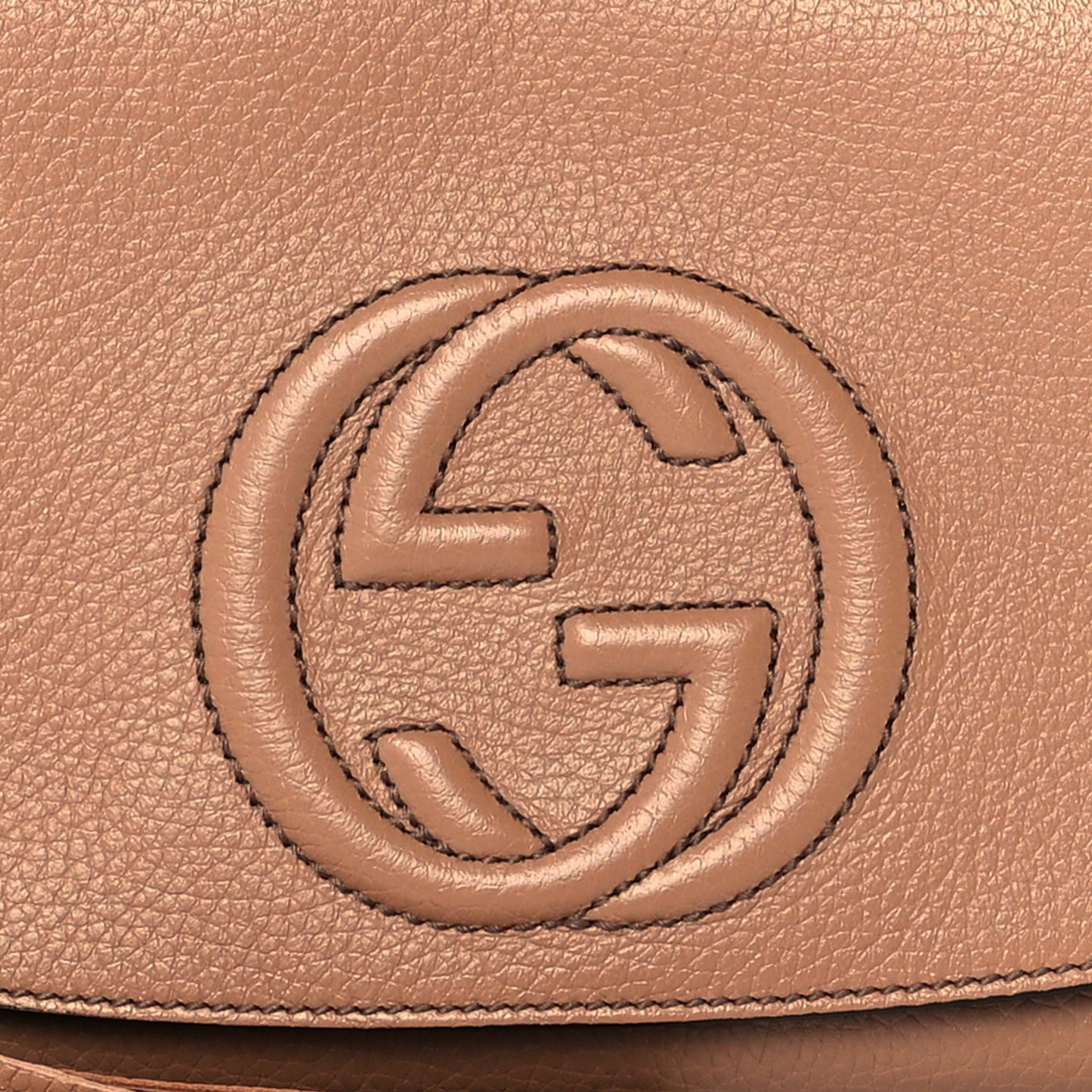 Pebbled Calfskin Medium Soho Flap Crossbody Camelia