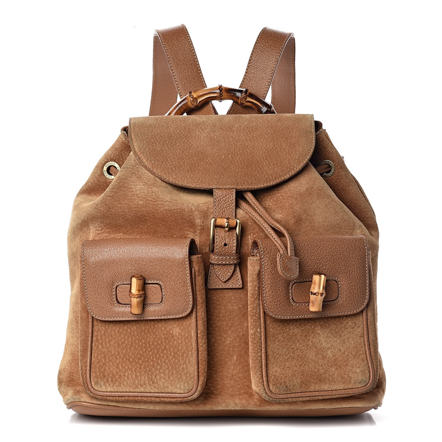 Gucci Suede Bamboo Backpack Beige 1 of 14