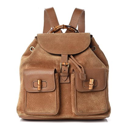 Gucci Suede Bamboo Backpack Beige 1 of 14