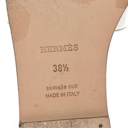 Hermes Box Calfskin Oran Sandals 38.5 White 7 of 10