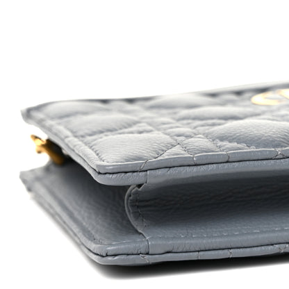 Christian Dior Calfskin Cannage Caro Zipped Pouch With Chain Cloud Blue 6 of 8