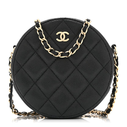 Chanel Caviar Quilted Round Clutch With Chain Black 1 of 10