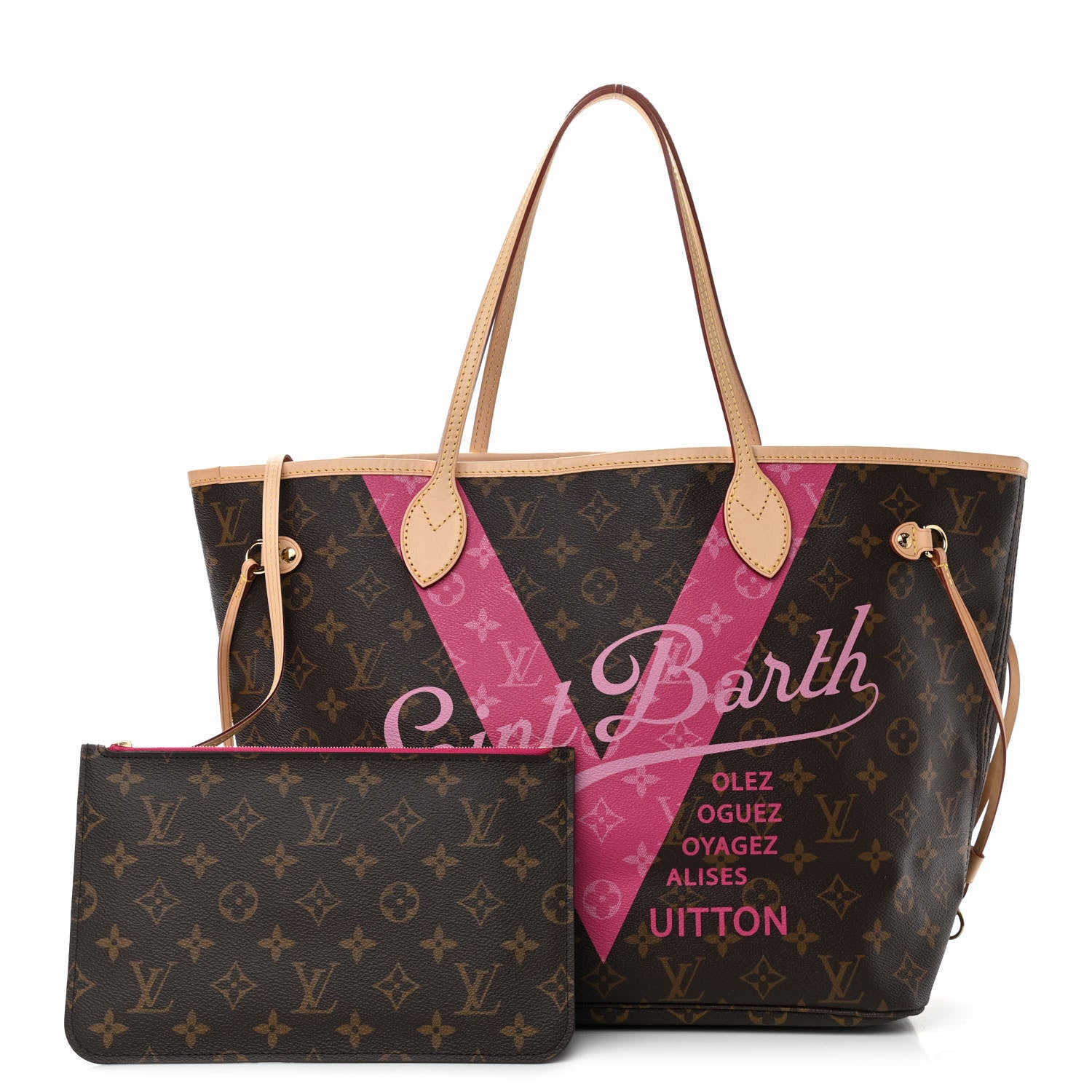 Louis Vuitton Monogram Saint Barth V Neverfull MM Hot Pink 1 of 12
